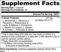 Supplement facts label of Probiotic 20 Billion