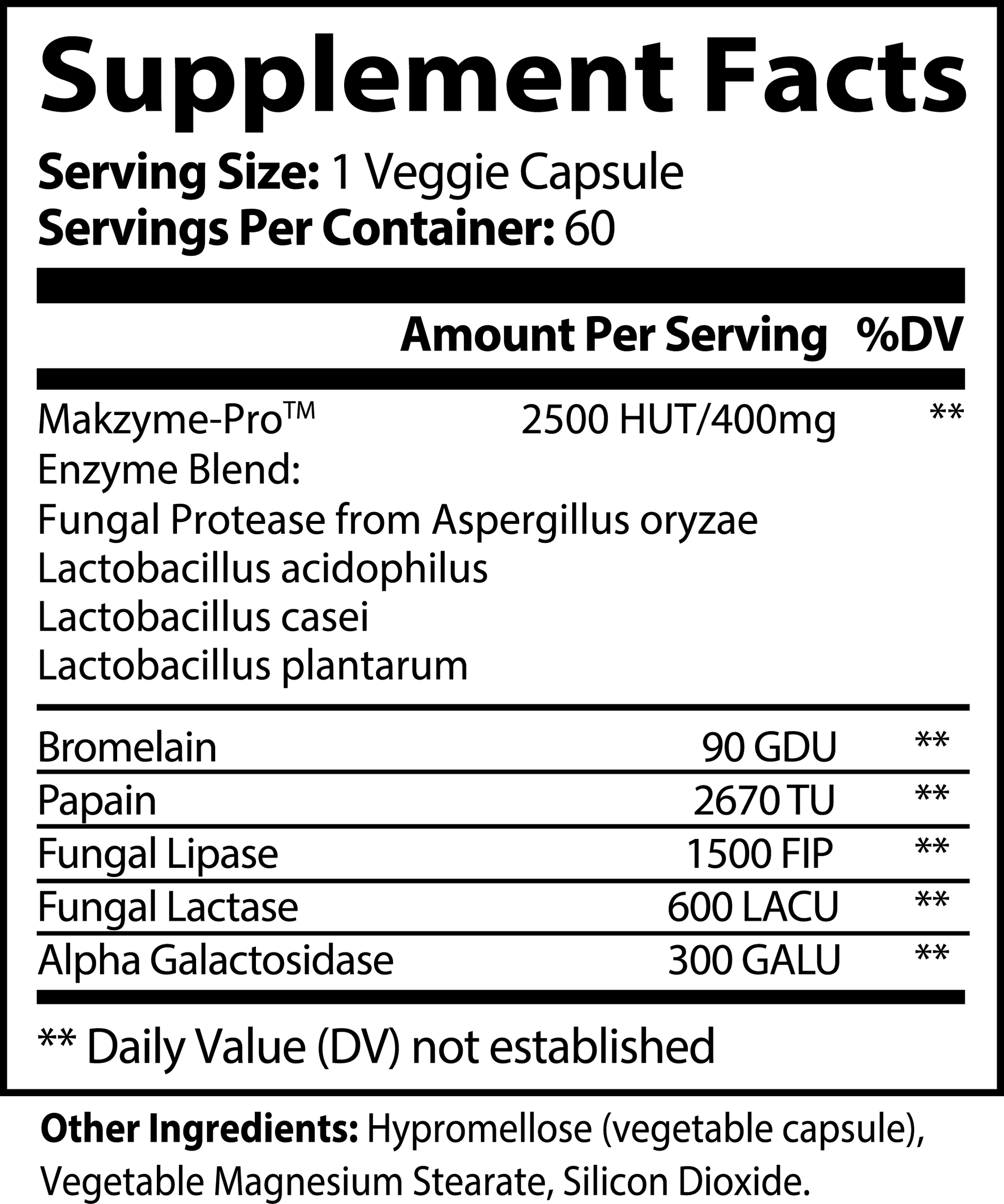 Supplement facts label image