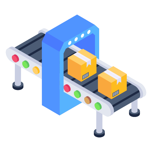 conveyor belt with boxes