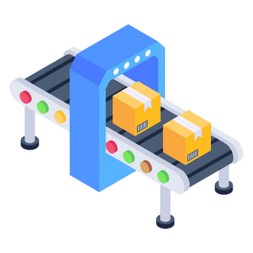 conveyor belt with boxes